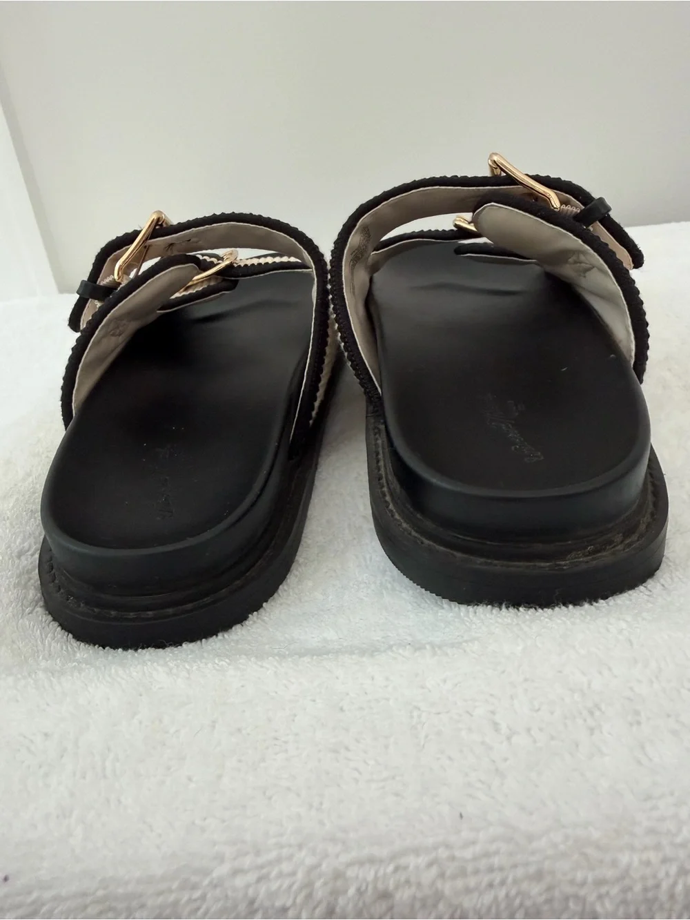 Universal Thread Kylie Knit Double Band Footbed Sandals Size 10 Neutral